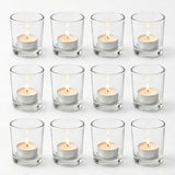 Letine 12-Pack Unscented Tea Light Candles & Glass Votive Holder