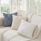 decorUhome Summer Throw Pillow Covers 18x18 Inch Set of 2, Soft Plush Faux Fur Wool Cream White Accent Couch Pillow Covers for Modern Farmhouse Bed Sofa Living Room