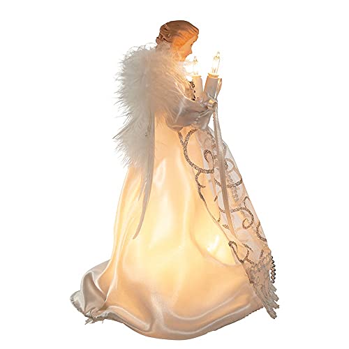 Kurt Adler UL 10-Light Angel Treetop, 8.5-Inch, White/Silver