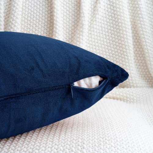 HWY 50 Navy Blue Throw Pillow Covers Velvet 18x18 Inch Pack of 2