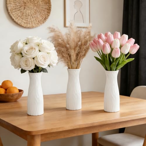 SOUJOY 10 Pack Composite Plastic Flower Vase, White Conic Floral Vase Home Decor Centerpieces, Small Unbreakable Vases for Decor Living Room