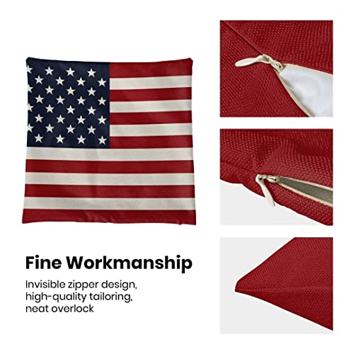 BETGINY 4th of July Pillow Covers 18x18 Set of 2, American Flag Patriotic Decorations Throw Pillow Covers Linen Farmhouse Independence Day Cushion Case for Couch Sofa Summer Home Outdoor Decor