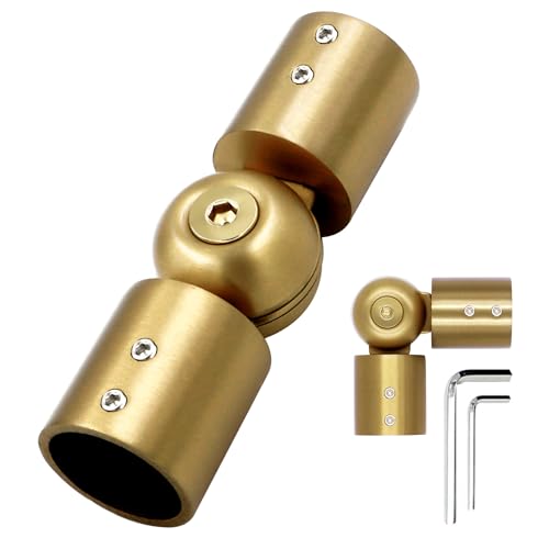 Window Curtain Rod Corner Connector 1 pcs,LISTENJIALE Adjustable Corner Curtain Rod Connector for 1 Inch Bay Window(Gold)