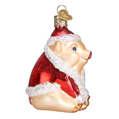 Old World Christmas Christmas Ham Glass Blown Ornament for Christmas Tree, Handcrafted Holiday Decoration, Pig Collection