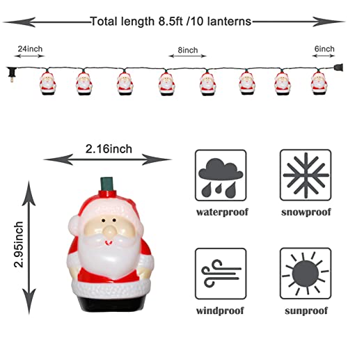 10 Light Santa Head Light Set - 8.5Ft Christmas Santa Claus Decorations String Lights with 10 Santa Claus Decorations Lights, Santa Claus Novelty Fairy Lights for Party Kid's Room Xmas Tree Decor
