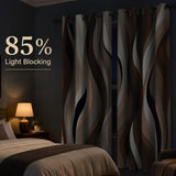 Brown Abstract Blackout Curtain, Stripe Black White Gray Aesthetic Art Window Curtains Living Room Bedroom Decor Darkening Window Drapes Treatments, 2 Panels 52x84 Inch