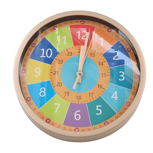 Pokinge 8 Inch Educational Time Teaching Wall Clock for Kids,Minimalist Wall Hung Clock Silent Non-Ticking Wall Clock for School Classrooms Playrooms Bedrooms