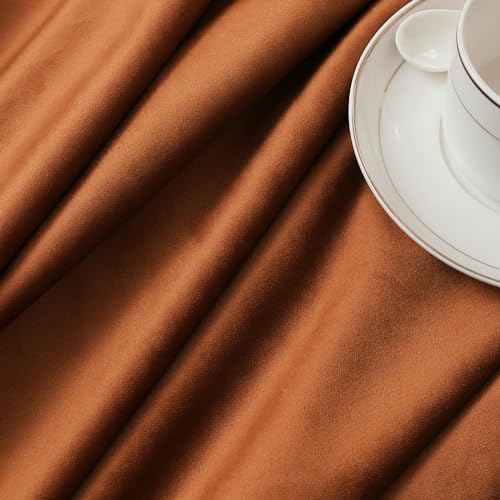 Timeper Burnt Orange Pleat Back Tab Velvet Curtains W52 x L84 inches 2 Panels, Room Darkening Solid Home Decor Curtains for Bedroom Living Dining Room Thermal Insulated Luxury Super Soft Window Drapes