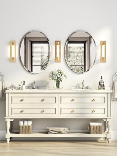KOHROS 17.8x23.6 Oval Frameless Bathroom Vanity Mirror | 0.7-Inch Beveled Edge