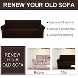 U-NICE HOME Loveseat Cover Stretch Couch Cover Sofa Slipcover, Chocolate | Furniture protector, 2 Cushion Sofa, 1-Piece Sofa cover, Washable, Pet friendly, Polyester Spandex Jacquard fabric