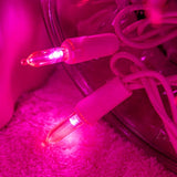 YULETIME 100 Pink LED Christmas Lights, 33 ft Pink Wire UL String Light | Stay Lit, End-to-End Connectable, UL Certified, Commercial Grade, 1-Strand 100 Lights, 4" Spacing