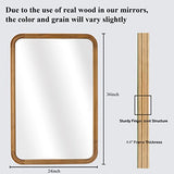 WallBeyond Wood Framed Mirrors for Bathroom, 24x36 Inch Wooden Frame Wall Mirror Farmhouse Wall Mounted Rectangle Mirror for Vanity (Horizontal/Vertical)
