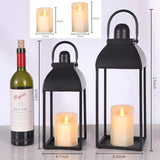 Lanterns Decorative Outdoor Indoor, 17'' 13'' Black Metal Outdoor Lanterns