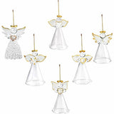 4E's Novelty Glass Angel Ornaments for Christmas Tree (Set of 12) - 2.5" Mini in 6 Unique Design, Crystal Spun Glass Angel Ornaments for Christmas Tree,
