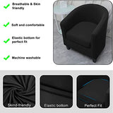 WOMACO 2 Pieces Club Chair Slipcover Printed Stretch Armchair Tub Round Barrel Swivel Chair Covers withc Cushion Cover Elastic Bottom Sofa Furniture Protector for Tullsta (1, Black)