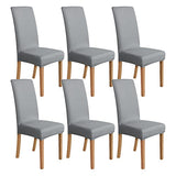 Amazon Basics Dining Chair Covers, Stretch Parson/Dining Chair Slipcover, Removable Washable Chair Protector for Home/Restaurant/Banquet, Light Grey, 6-Pack