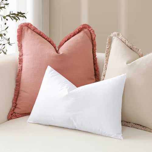Artscope Synthetic Down Lumbar Pillow Insert, 12x20 Down Alternative Throw Pillow Insert. Ultra Soft Fluffy Sleeping Pillow with 100% Cotton Cover, Decorative Pillows-White.