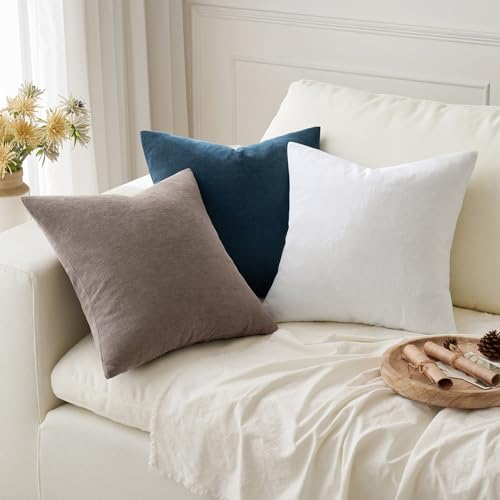 MIULEE Brown Chenille Couch Throw Pillow Covers, 18x18