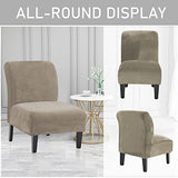 Armless Accent Chair Slipcovers, Thick Velvet Slipper Accent Chair Covers for Living Room/Hotel Oversized Big Chairs, Removable Furniture Protector with Elastic Bottom, Machine Washable (Taupe)