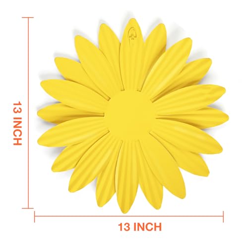 Dekomere Metal Flowers Outdoor Decor 13" Metal Sunflower Wall Art Decorations Sunflower Wall Decor for Kitchen Living Room Porch Garden Yard
