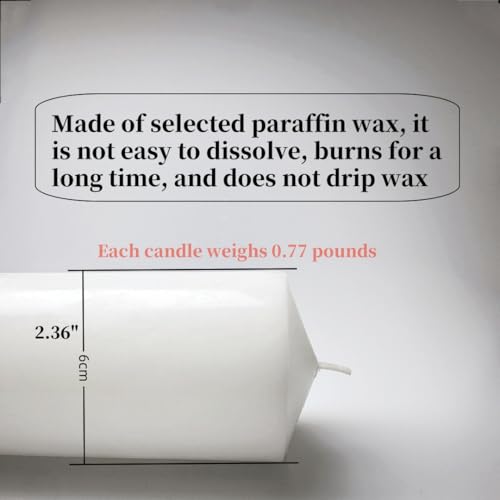 White Pillar Candle Set - 2 Unscented Decorative,Parties, Large Candles, White Candle Columns, Column Candles Clearance or Wedding Candle, 2.4" x 6" (2PC, 6cmX15cm)