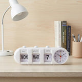 1Pc Manual Flip Desk Clock Perpetual Calendar Plastic Date Display Home Office Desktop Calendar Clock for Dorm Room Decor