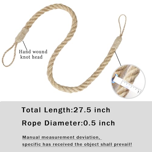 BEL AVENIR Jute Curtain Tiebacks Ropes Tie-Backs, Handmade Curtain Holdbacks(Jute,4pack)