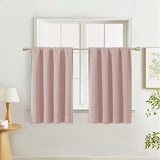 Lecloud Blush Pink Kitchen Curtains 36 Inch Length 2 Panels, Soft Privacy Window Short Curtains, Thermal Insulated Rod Pocket Curtain Tiers for Bedroom Bathroom Small Windows, 40" W x 36" L