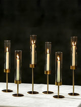 NUPTIO Hurricane Candle Holder for Centerpiece, Set of 6 Candlestick Holder