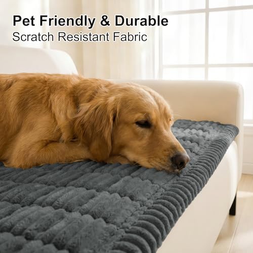 Smiry Couch Cover for Dogs, Non Slip Washable Sofa Protector for Pets, Soft Furniture Cover for Pet, Stylish Sofa Covers, Cozy Protect Against Fur, Dirt & Everyday Messes (Dark Grey, 27.6" x 59")