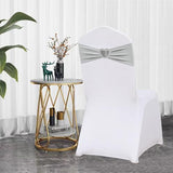Silver Grey Chair Sashes 50 Pack Spandex Grey Sashes for Chairs Covers Universal Stretch Chair Sashes Band with Heart Buckle Slider for Wedding Banquet Party Decorations
