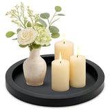 Black Round Wood Decorative Tray for Coffee Dining Table Centerpiece Decor