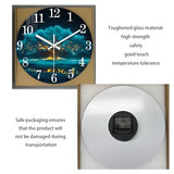 XNM Modern Decorative Glass Wall Clocks Battery Operated 12 Inch Teal Tree of Life Wall Clocks for Living Room Kitchen Bedroom Office Decor Natural Landscape Analog Wall Clock Silent