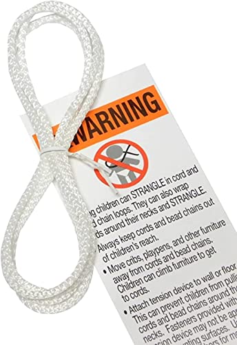 D30 CORD LOOPS fits all brands.....Hunter Douglas, Levolor, Kirsch, Graber, Bali, USED on most cellular and pleated shades (2.7 mm) (White, 5 Ft Drop)