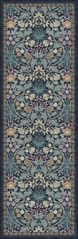 Washable Hallway Runner Rug 2'6"x8': Vintage Floral Botanical Runner Rug - Machine Washable Non Slip Low Pile Soft Foldable Carpet - Kitchen Hallway Entryway Bedroom Indoor Rug - 2'6"x8' Blue