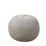 SARO LIFESTYLE Foil Print Rope Pouf, 20"x20"x14", Silver