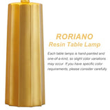 Set of 2 Modern Table Lamps for Living Room Bedroom, Gold Nightstand Resin Lamps with Black Grid Shade, Contemporary Desk Lamps for Bedside End Tables, 2 Bulbs Included (Gold)
