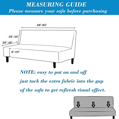 HFCNMY Stretch Armless Futon Cover with Skirt Knitted Jacquard Futon Sofa Bed Cover Machine Washable Futon Couch Cover Futon Sofa Cover Furniture Bed Protector with Elastic Bottom (Dark Gray)