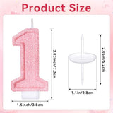 Cute Number 1 Birthday Candle, Glitter Pink Number Candles, First Birthday Cake Topper Decoration, Party Supplies Anniversary Celebrations