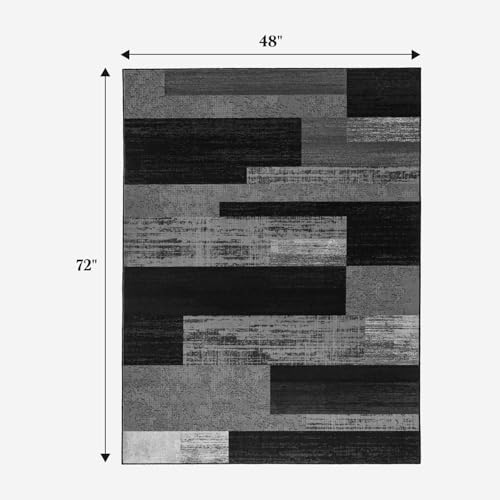 4x6 Washable Area Rugs for Living Room and Bedroom(4x6,Black&Gray)