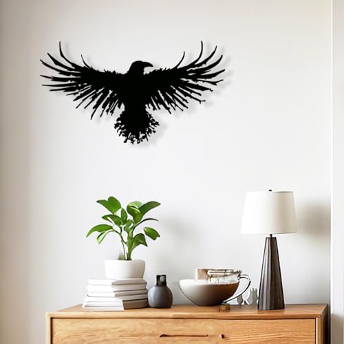 Yuzhuo Metal Viking Raven Wall Art Norse Mythology Crow Wall Decor with Gothic Metal Wall Sculpture Suitable for Living Room Bedroom Indoor Outdoor Garden Home