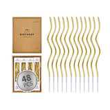 PHD CAKE 48-Count Gold Spiral Long Thin Metallic Birthday Candles, Cake Candles, Birthday Parties, Wedding Decorations, Party Candles