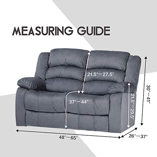 ULTICOR Reclining Love Seat Slipcover, 48" - 65" L, 6-Piece Velvet Stretch Loveseat Reclining Sofa Covers, 2 seat Love seat Recliner Cover, Thick, Soft, Washable (Dark Grey)