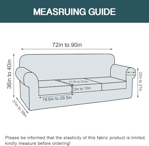 FantasDecor 4 Piece Sofa Velvet Couch Covers for 3 Cushion Stretch Slipcover with Individual Seat Cushion Elastic Furniture Protector for Pets, Machine Washable (Sofa, Ivory)