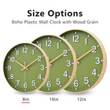 HZDHCLH Wall Clocks Battery Operated,Wall Clock Green Gold,8 inch Wall Clock Silent Non Ticking Modern 3D Numbers for Kitchen Bedroom Living Room Office Classroom Decor