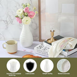 White Plastic Flower Vase, Ceramic-Look Decorative Vase for Flowers, Small and Cute for Home Living Room Dining Wedding Bouquet Decor (8 inches)