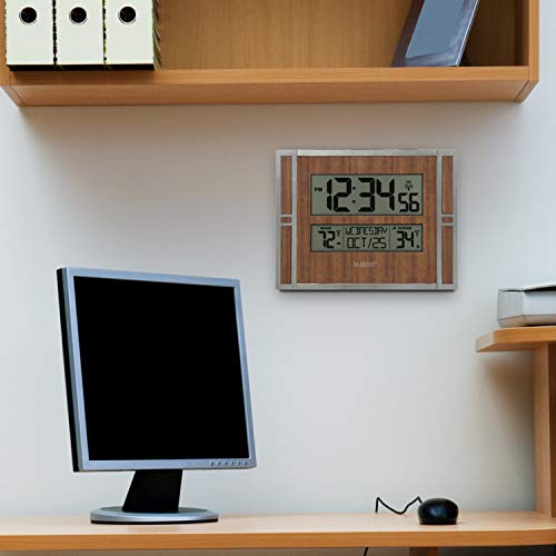 La Crosse Technology BBB86088 Atomic Digital Wall Clock with Indoor & Outdoor Temperature