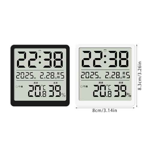 LCD Display Digital Wall Desk Alarm Clock with Time Date Week Temperature Humidity for Home or Use Gift Alarm Clock