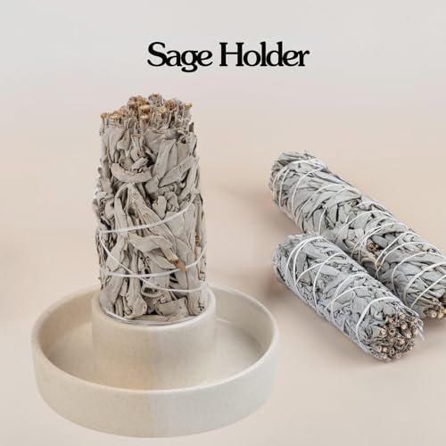 Sage Holder, Sage Burner, Smudge Bowl, Palo Santo Holder, Incense Holder, Incense Holder Bundle, Sage Holder for White Sage Bundle and Palo Santo (Sage Not Included) (White)