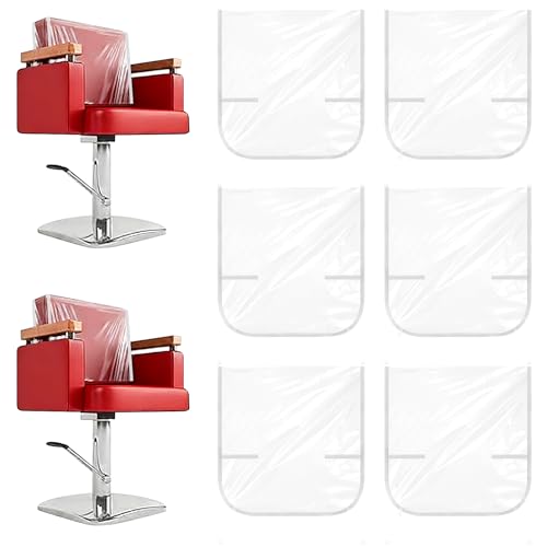 6Pcs Salon Chair Cover, Clear Barber Chair Cover, Plastic Hairdressing Back Protectors, Vinyl Durable, Square Hairdressing Back Protectors, White